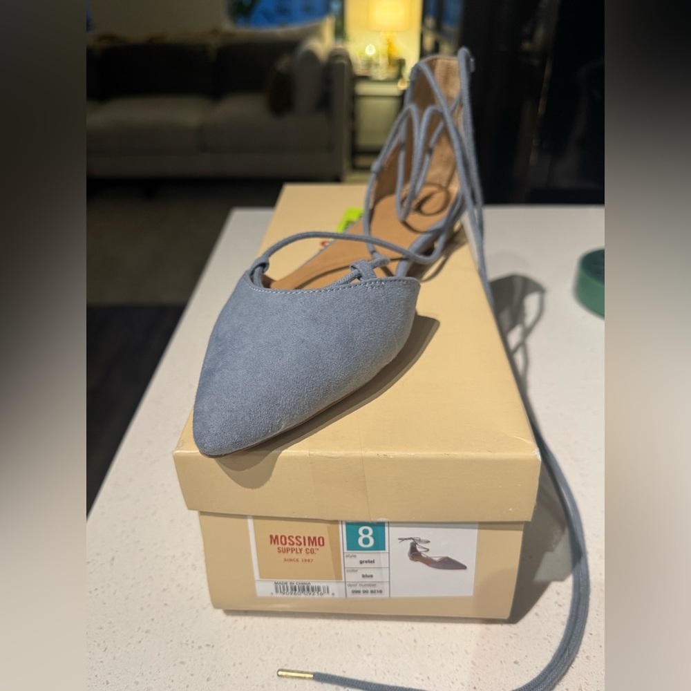 Mossimo for target lace up ballet flats with gold detailing